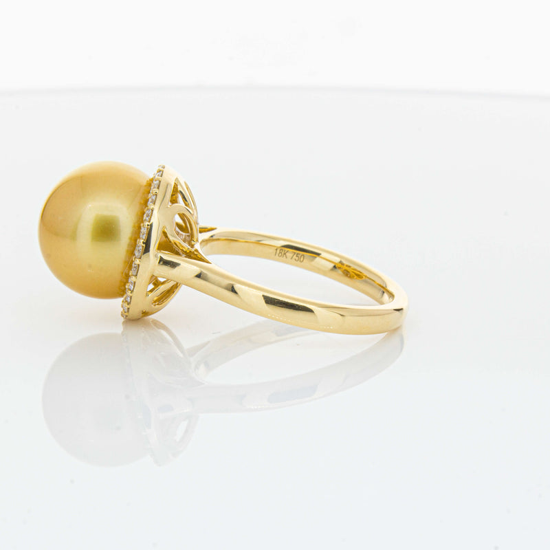 18ct Yellow Gold Golden South Sea Pearl & Diamond Callisto Ring-Ring-Walker & Hall