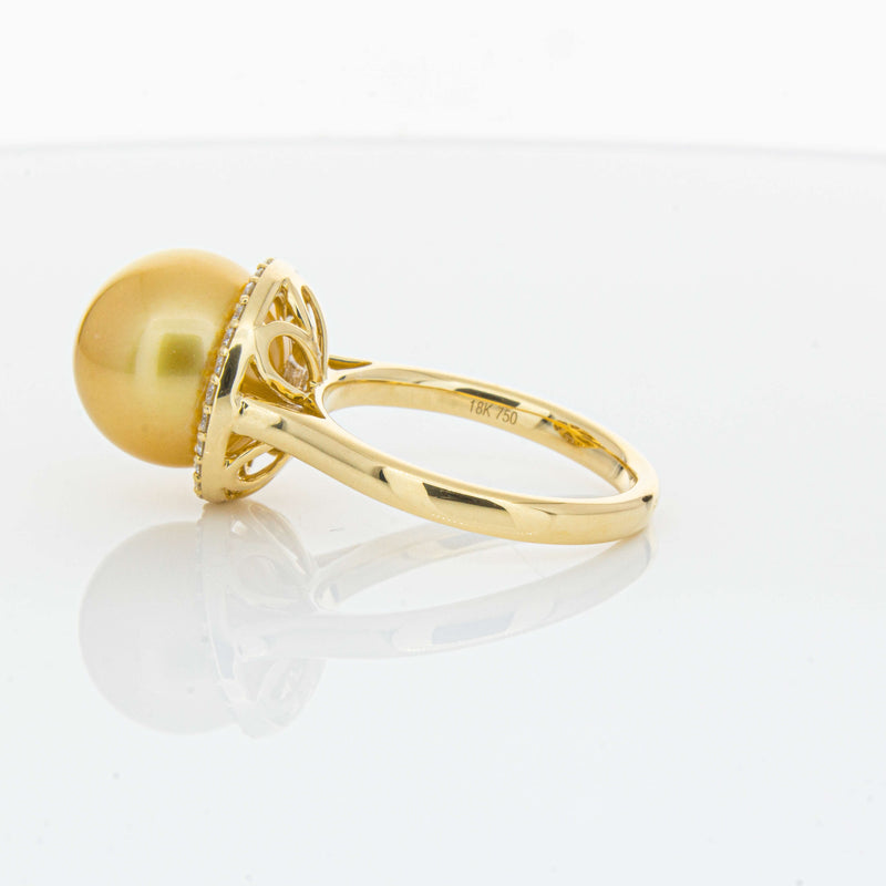 18ct Yellow Gold Golden South Sea Pearl & Diamond Callisto Ring-Ring-Walker & Hall