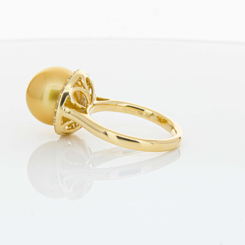18ct Yellow Gold Golden South Sea Pearl & Diamond Callisto Ring-Ring-Walker & Hall