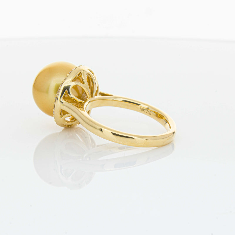 18ct Yellow Gold Golden South Sea Pearl & Diamond Callisto Ring-Ring-Walker & Hall
