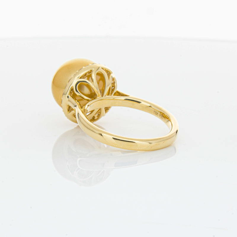 18ct Yellow Gold Golden South Sea Pearl & Diamond Callisto Ring-Ring-Walker & Hall