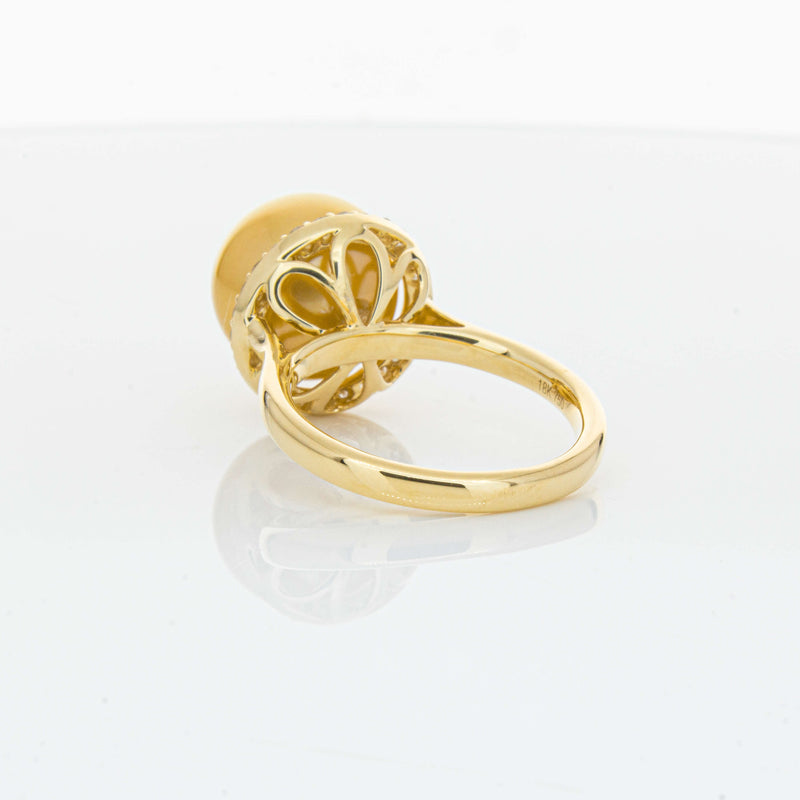 18ct Yellow Gold Golden South Sea Pearl & Diamond Callisto Ring-Ring-Walker & Hall