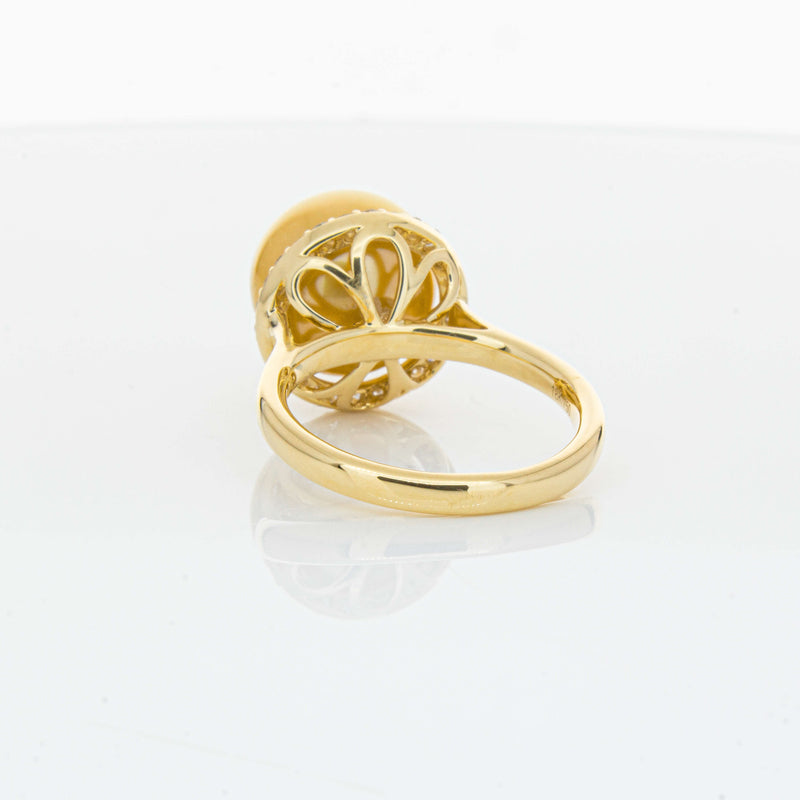 18ct Yellow Gold Golden South Sea Pearl & Diamond Callisto Ring-Ring-Walker & Hall