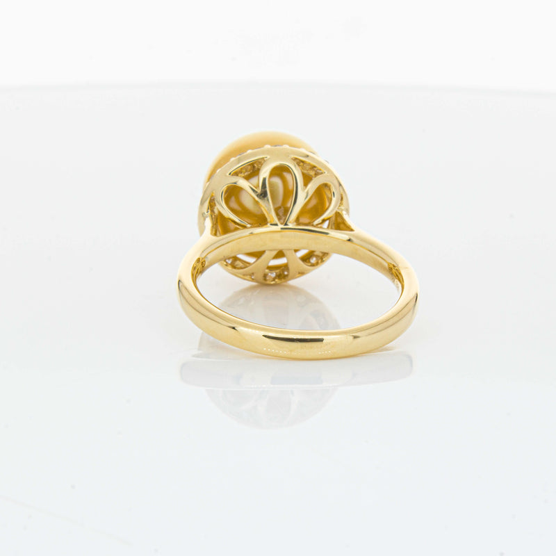 18ct Yellow Gold Golden South Sea Pearl & Diamond Callisto Ring-Ring-Walker & Hall