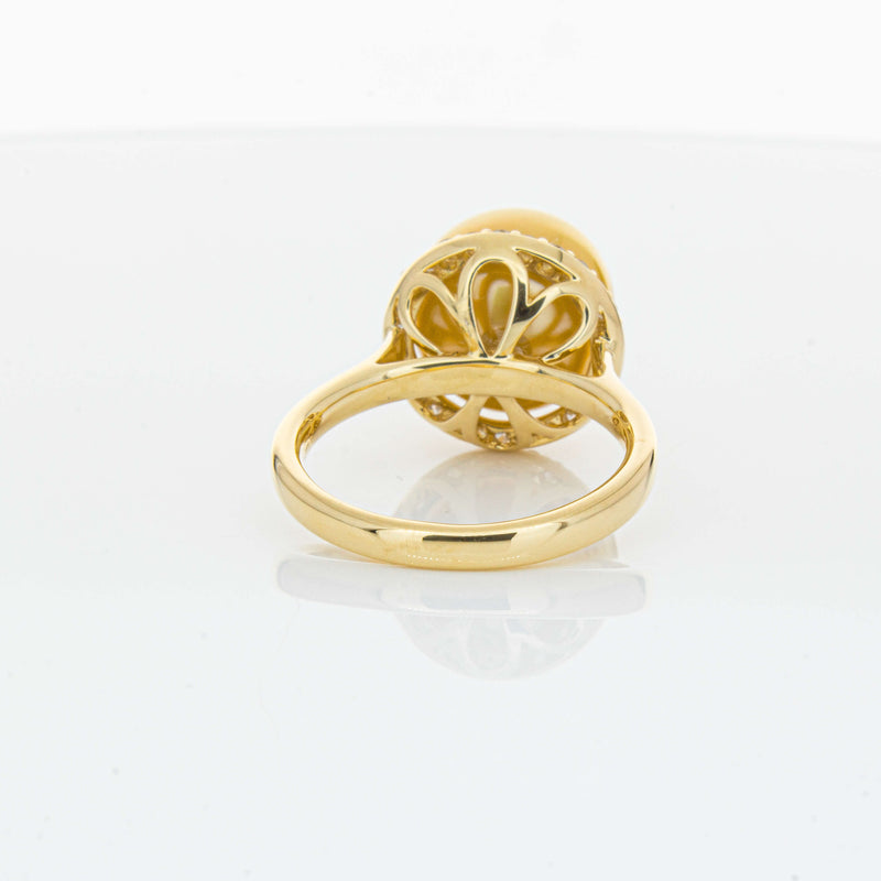 18ct Yellow Gold Golden South Sea Pearl & Diamond Callisto Ring-Ring-Walker & Hall