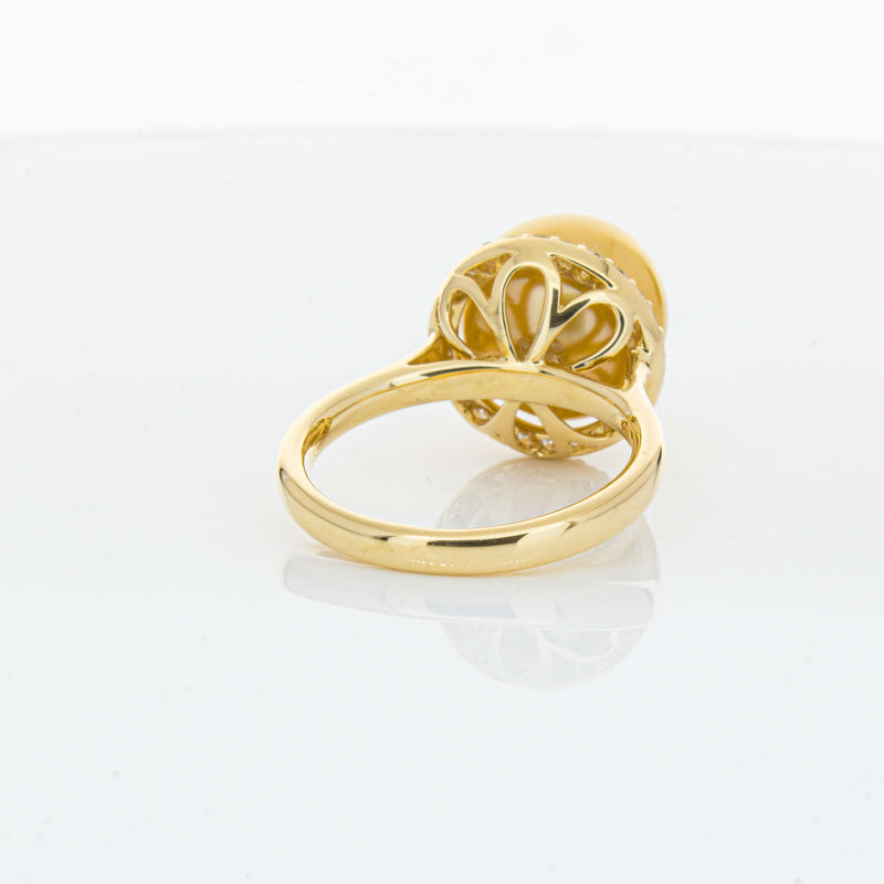 18ct Yellow Gold Golden South Sea Pearl & Diamond Callisto Ring-Ring-Walker & Hall