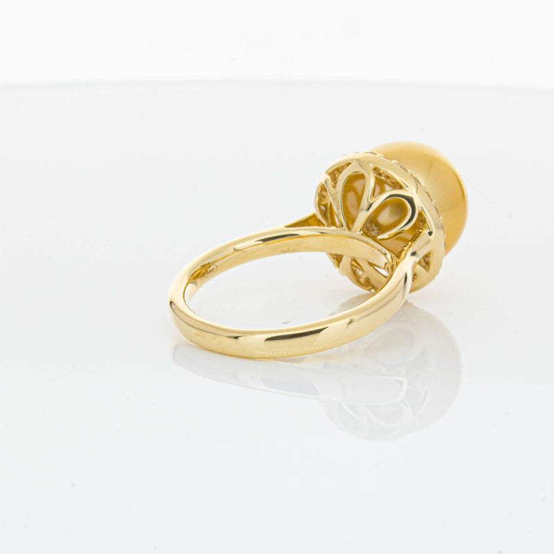 18ct Yellow Gold Golden South Sea Pearl & Diamond Callisto Ring-Ring-Walker & Hall