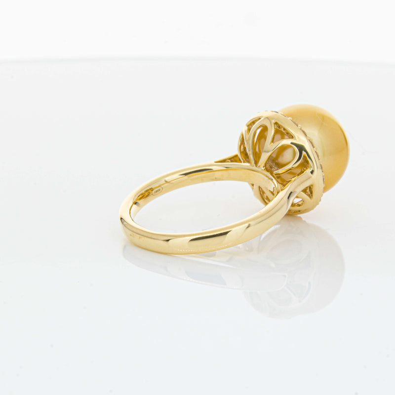 18ct Yellow Gold Golden South Sea Pearl & Diamond Callisto Ring-Ring-Walker & Hall