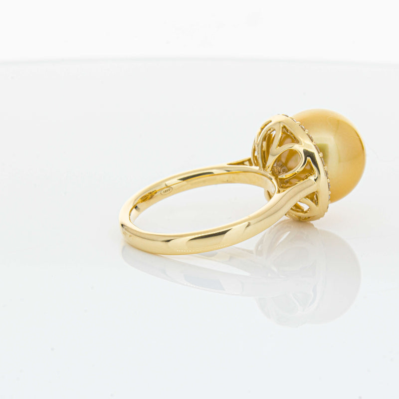 18ct Yellow Gold Golden South Sea Pearl & Diamond Callisto Ring-Ring-Walker & Hall