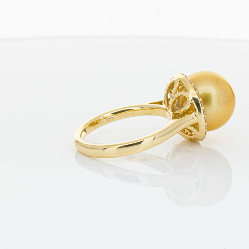 18ct Yellow Gold Golden South Sea Pearl & Diamond Callisto Ring-Ring-Walker & Hall