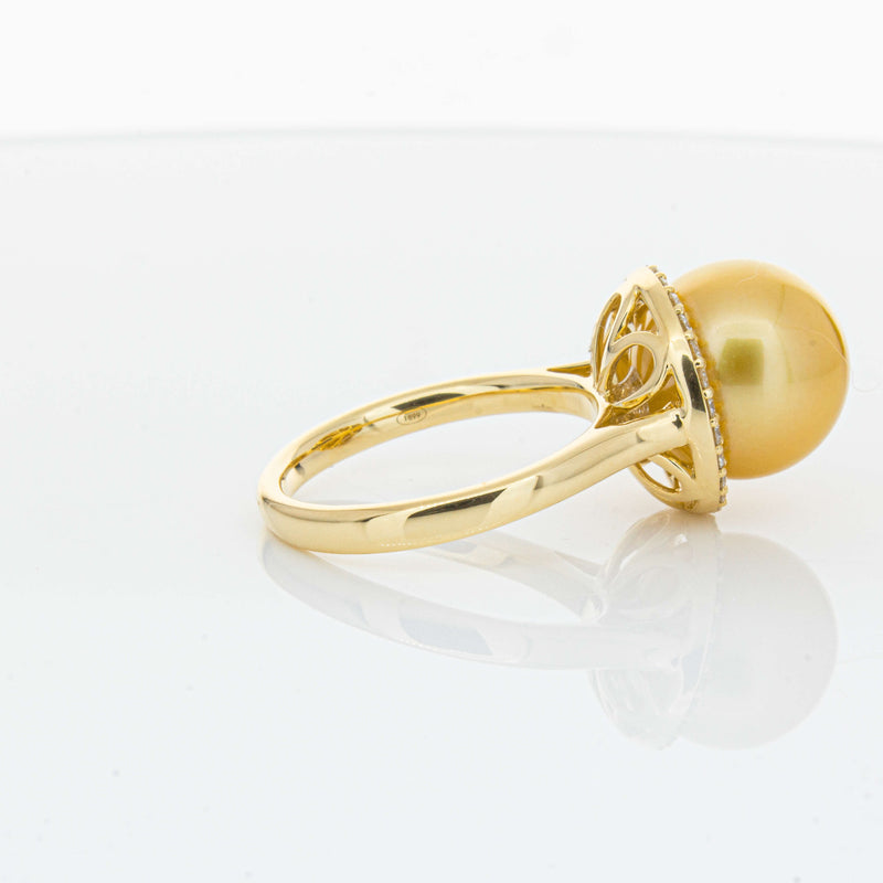 18ct Yellow Gold Golden South Sea Pearl & Diamond Callisto Ring-Ring-Walker & Hall