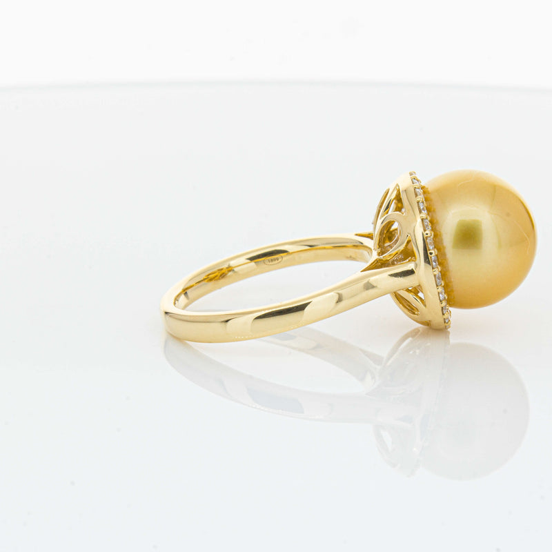 18ct Yellow Gold Golden South Sea Pearl & Diamond Callisto Ring-Ring-Walker & Hall