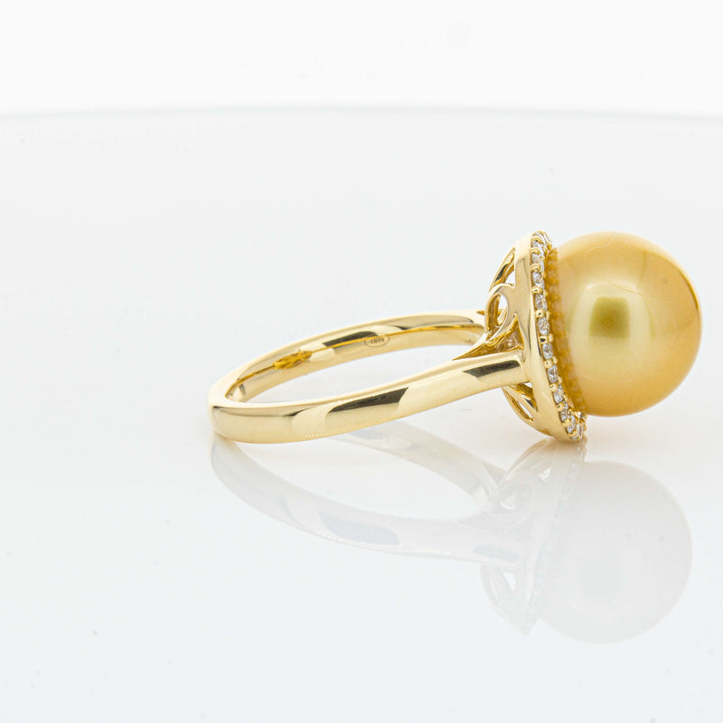18ct Yellow Gold Golden South Sea Pearl & Diamond Callisto Ring-Ring-Walker & Hall