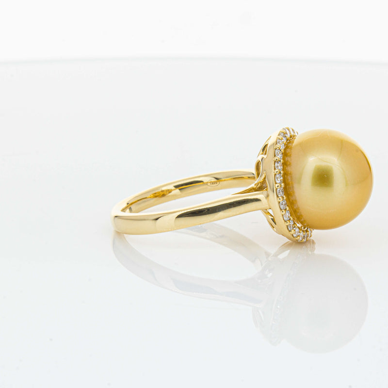 18ct Yellow Gold Golden South Sea Pearl & Diamond Callisto Ring-Ring-Walker & Hall