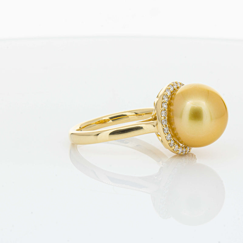 18ct Yellow Gold Golden South Sea Pearl & Diamond Callisto Ring-Ring-Walker & Hall