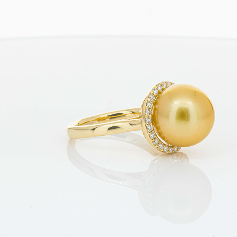 18ct Yellow Gold Golden South Sea Pearl & Diamond Callisto Ring-Ring-Walker & Hall