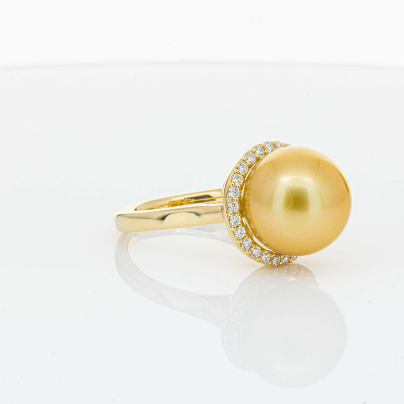 18ct Yellow Gold Golden South Sea Pearl & Diamond Callisto Ring-Ring-Walker & Hall