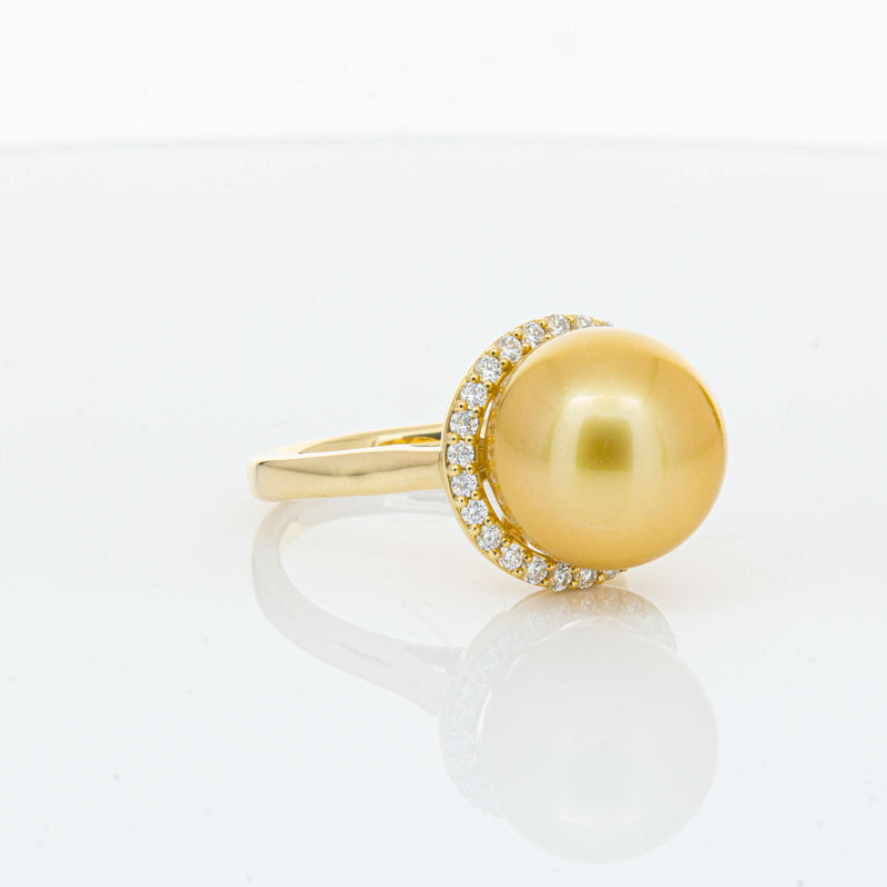 18ct Yellow Gold Golden South Sea Pearl & Diamond Callisto Ring-Ring-Walker & Hall