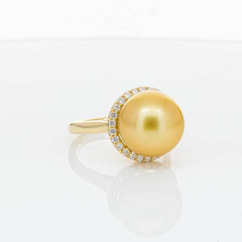 18ct Yellow Gold Golden South Sea Pearl & Diamond Callisto Ring-Ring-Walker & Hall