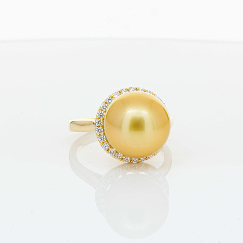 18ct Yellow Gold Golden South Sea Pearl & Diamond Callisto Ring-Ring-Walker & Hall
