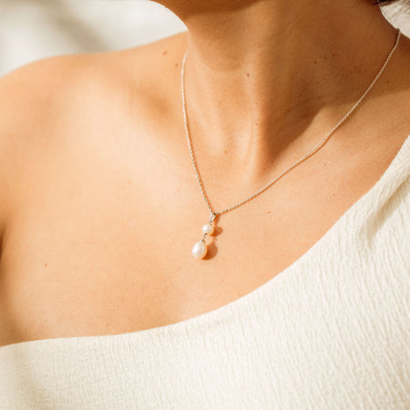 Sterling Silver Freshwater Pearl Rosie Necklace-Necklace-Walker & Hall