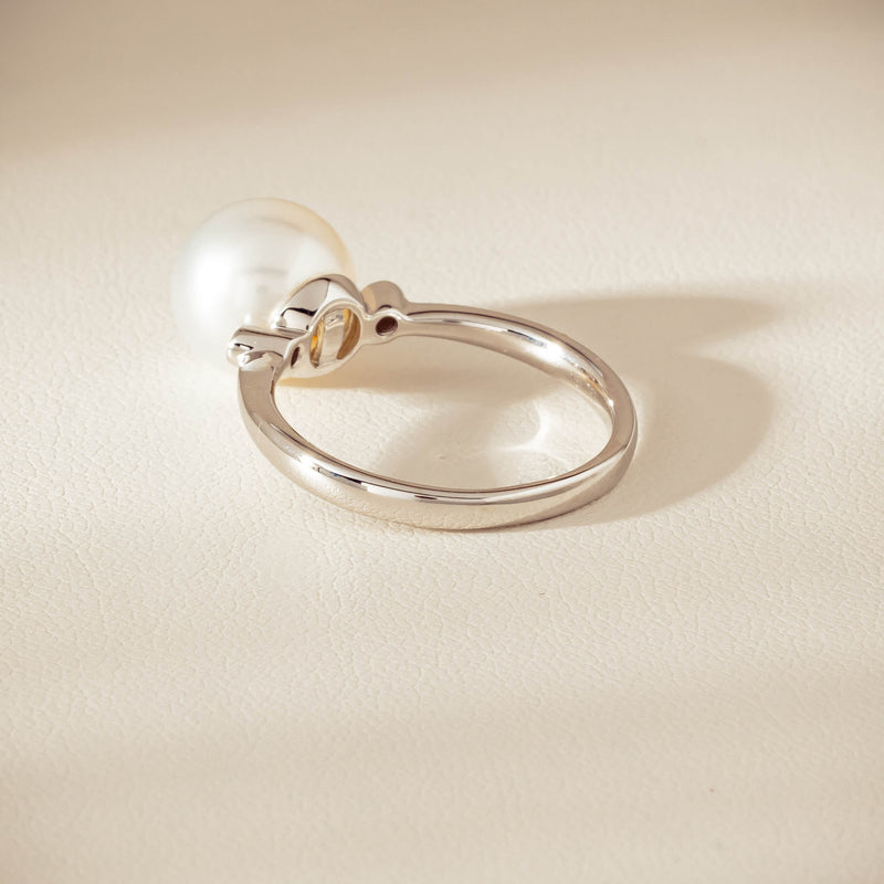18ct White Gold South Sea 10mm Pearl Diamond Ring - Ring - Walker & Hall