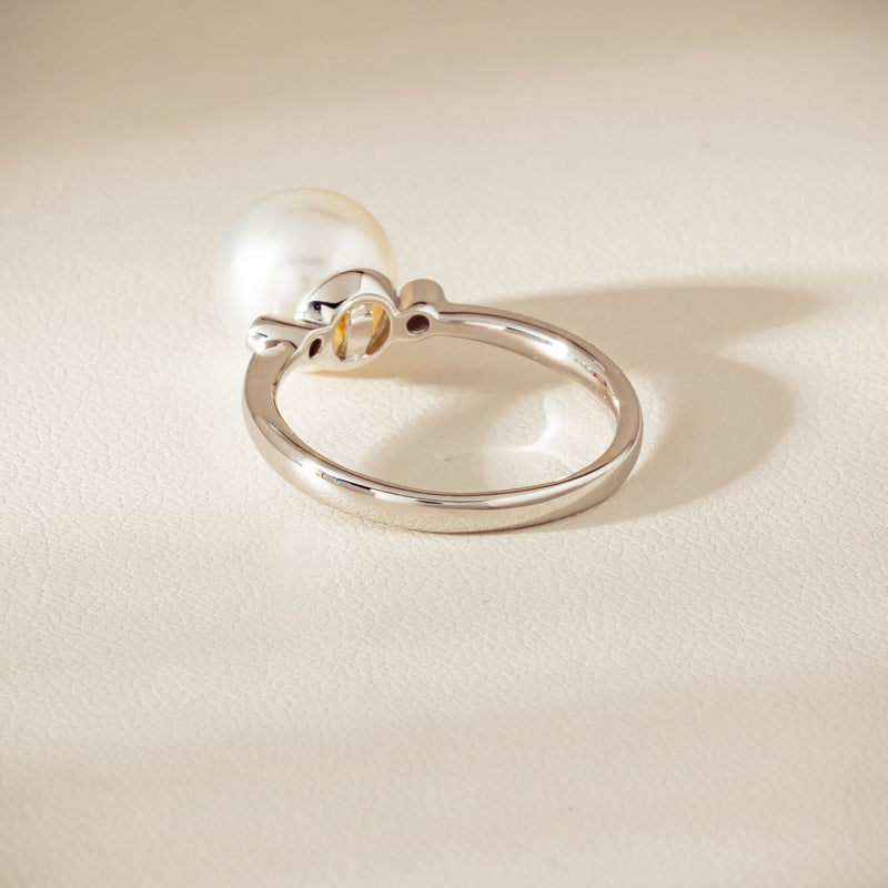 18ct White Gold South Sea 10mm Pearl Diamond Ring - Ring - Walker & Hall