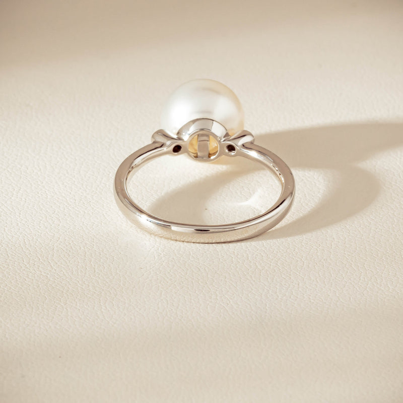 18ct White Gold South Sea 10mm Pearl Diamond Ring - Ring - Walker & Hall