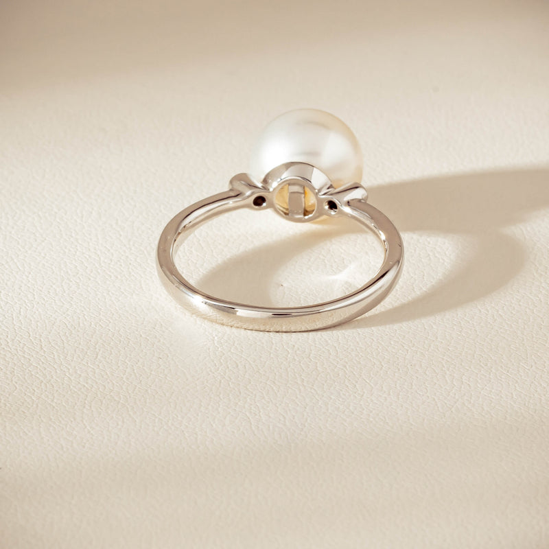 18ct White Gold South Sea 10mm Pearl Diamond Ring - Ring - Walker & Hall