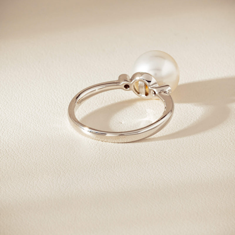 18ct White Gold South Sea 10mm Pearl Diamond Ring - Ring - Walker & Hall