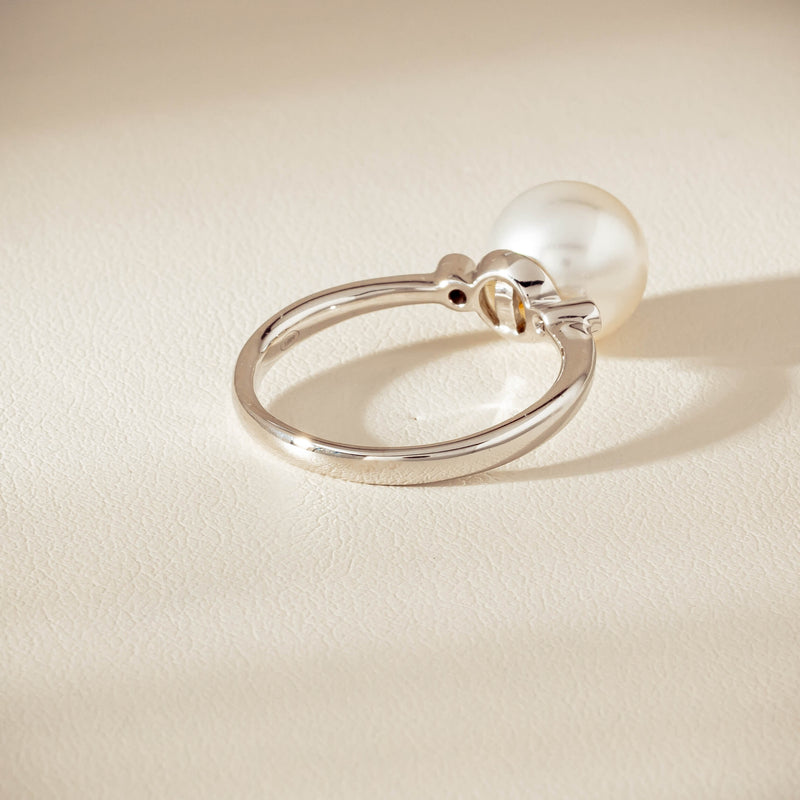 18ct White Gold South Sea 10mm Pearl Diamond Ring - Ring - Walker & Hall