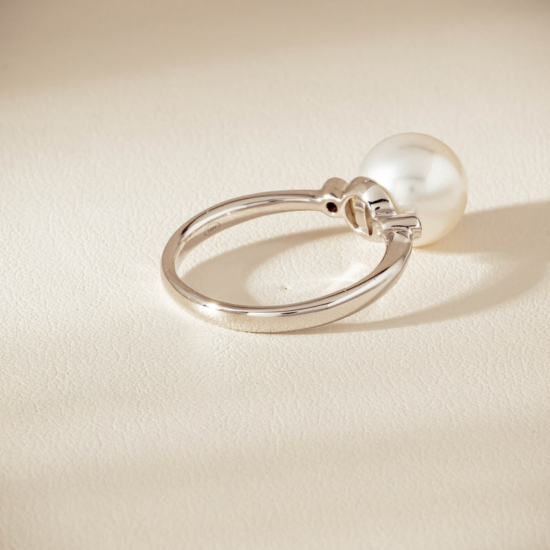 18ct White Gold South Sea 10mm Pearl Diamond Ring - Ring - Walker & Hall