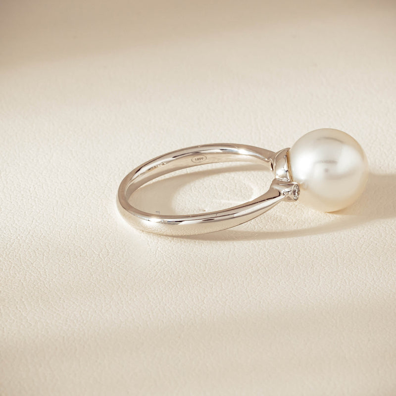 18ct White Gold South Sea 10mm Pearl Diamond Ring - Ring - Walker & Hall