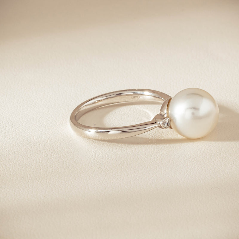 18ct White Gold South Sea 10mm Pearl Diamond Ring - Ring - Walker & Hall