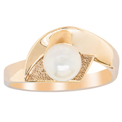 Deja Vu 9ct Yellow Gold 6.3mm Cultured Pearl Ring - Ring - Walker & Hall