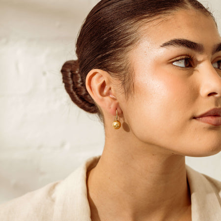 9ct Yellow Gold 10-11mm Golden South Sea Pearl Earrings - Earrings - Walker & Hall