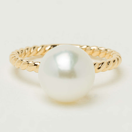 18ct Yellow Gold 10mm South Sea Pearl Twine Ring - Ring - Walker & Hall