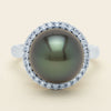 18ct White Gold 12.4mm Tahitian Pearl Diamond Callisto Ring - Ring - Walker & Hall