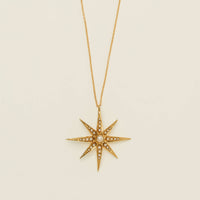 Vintage 15ct Yellow Gold Seed Pearl Star Pendant - Necklace - Walker & Hall