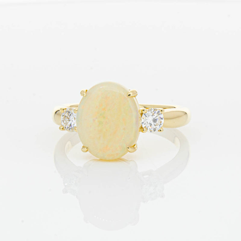 18ct Yellow Gold Opal & Diamond Ring-Ring-Walker & Hall