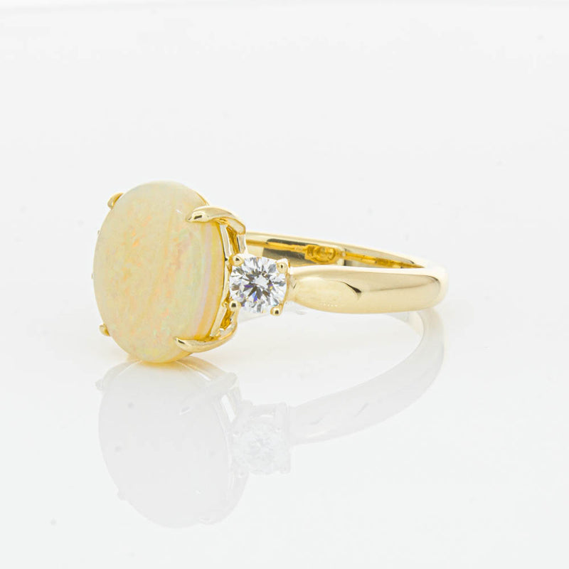 18ct Yellow Gold Opal & Diamond Ring-Ring-Walker & Hall