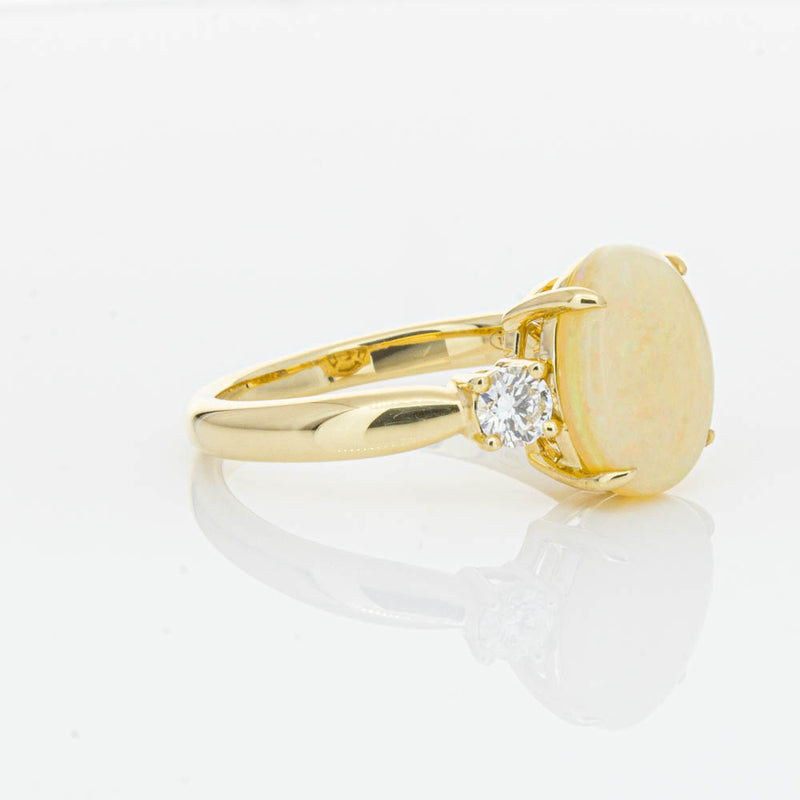 18ct Yellow Gold Opal & Diamond Ring-Ring-Walker & Hall