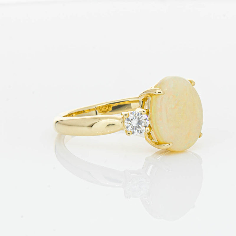 18ct Yellow Gold Opal & Diamond Ring-Ring-Walker & Hall