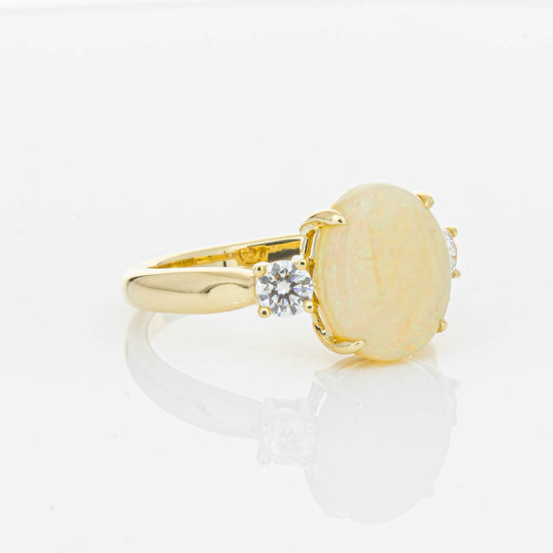 18ct Yellow Gold Opal & Diamond Ring-Ring-Walker & Hall