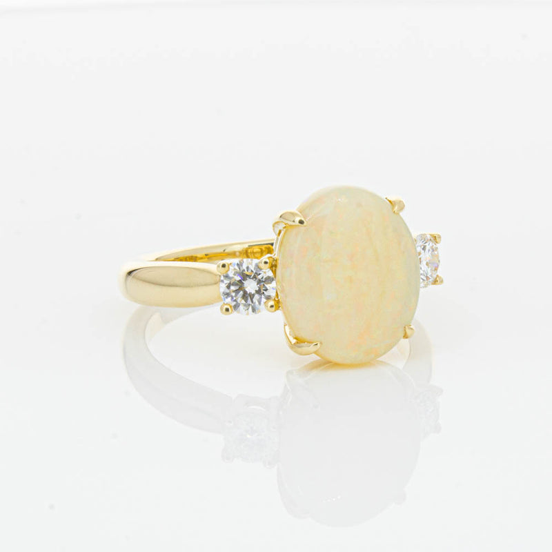 18ct Yellow Gold Opal & Diamond Ring-Ring-Walker & Hall