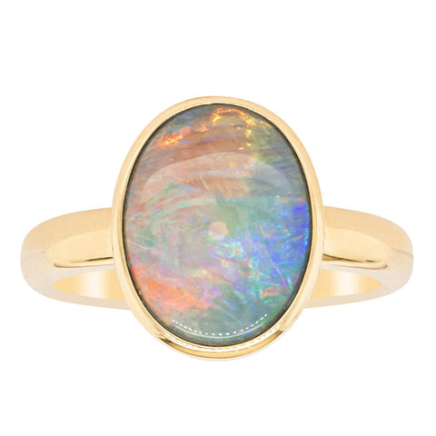 Buy Natural Opal Dainty Diamond Ring in 14k Solid Gold | Chordia Jewels
