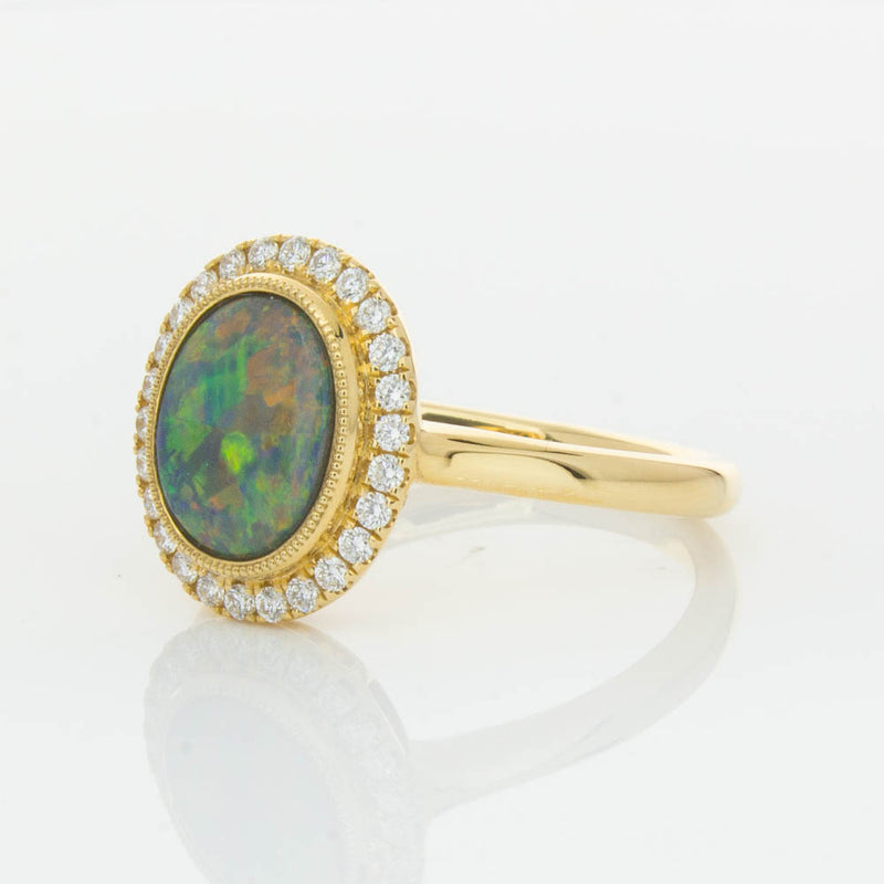 18ct Yellow Gold Opal & Diamond Ring-Ring-Walker & Hall
