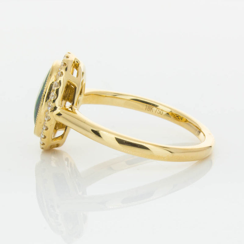 18ct Yellow Gold Opal & Diamond Ring-Ring-Walker & Hall