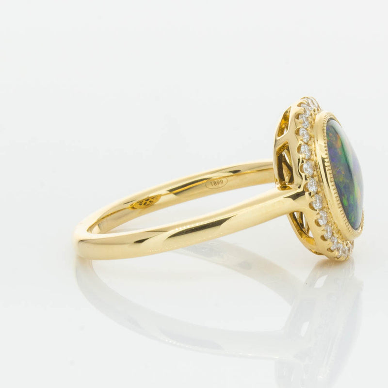 18ct Yellow Gold Opal & Diamond Ring-Ring-Walker & Hall