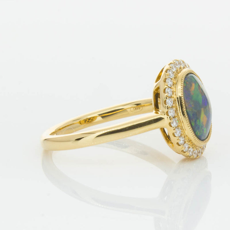 18ct Yellow Gold Opal & Diamond Ring-Ring-Walker & Hall